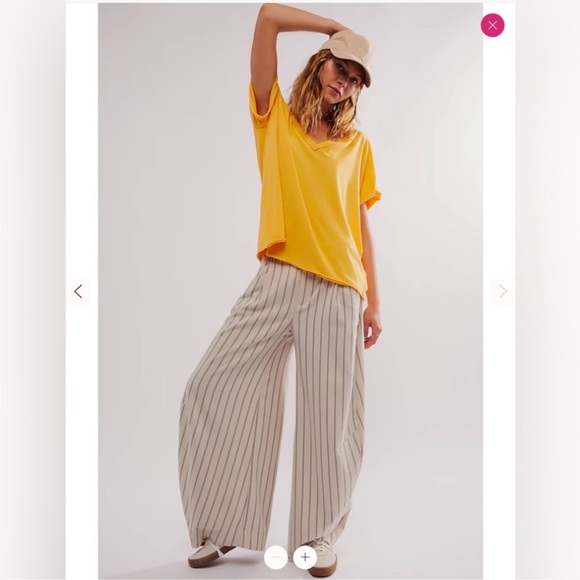 NWOT Free People Tegan striped barrel trouser 6 - Picture 2 of 11